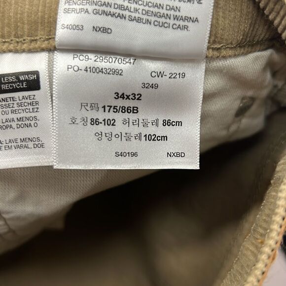 Levi's® 502™ Corduroy Brown Taper All Seasons Tech Stretch Jeans NWOT size 34/32 - Picture 8 of 9